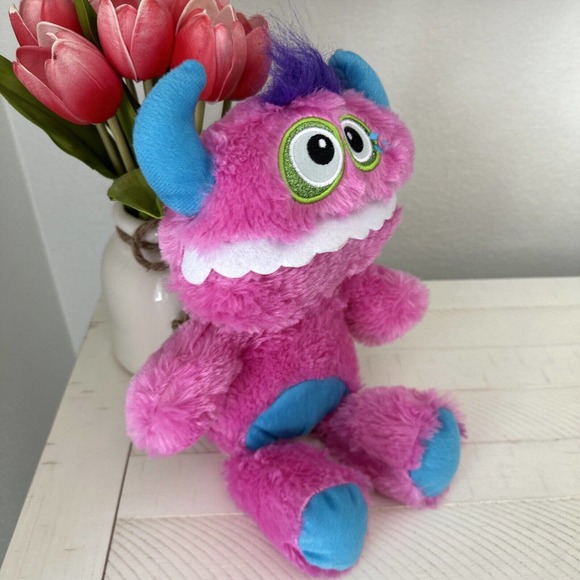 Kellytoy Sad Crying Pink Monster Stuffed Animal Doll Toy Plush 15" Alien Horns - Picture 2 of 11